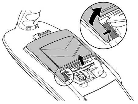 press the retaining latch