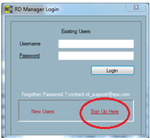 Sign up here option